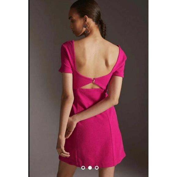 Anthropologie Maeve Pink Cut Out Textured Mini Short Dress- Size Small - Picture 3 of 9